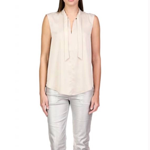 Sanctuary Tie Neck Satin Shell Top Sleeveless - Picture 5 of 7
